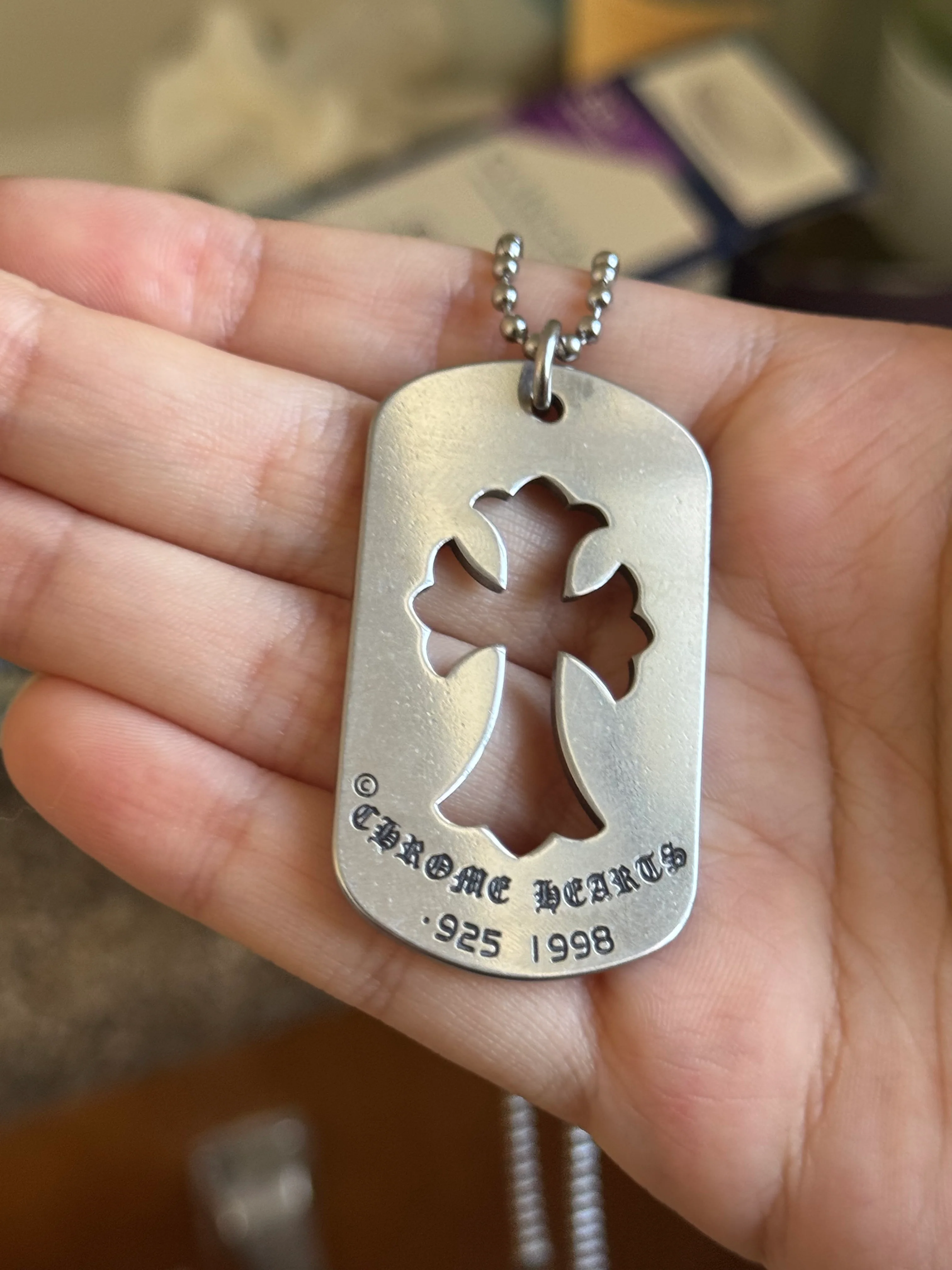 CH Dog Tag Stainless Steel 60 CM Chain Vintage Silver - Image 3