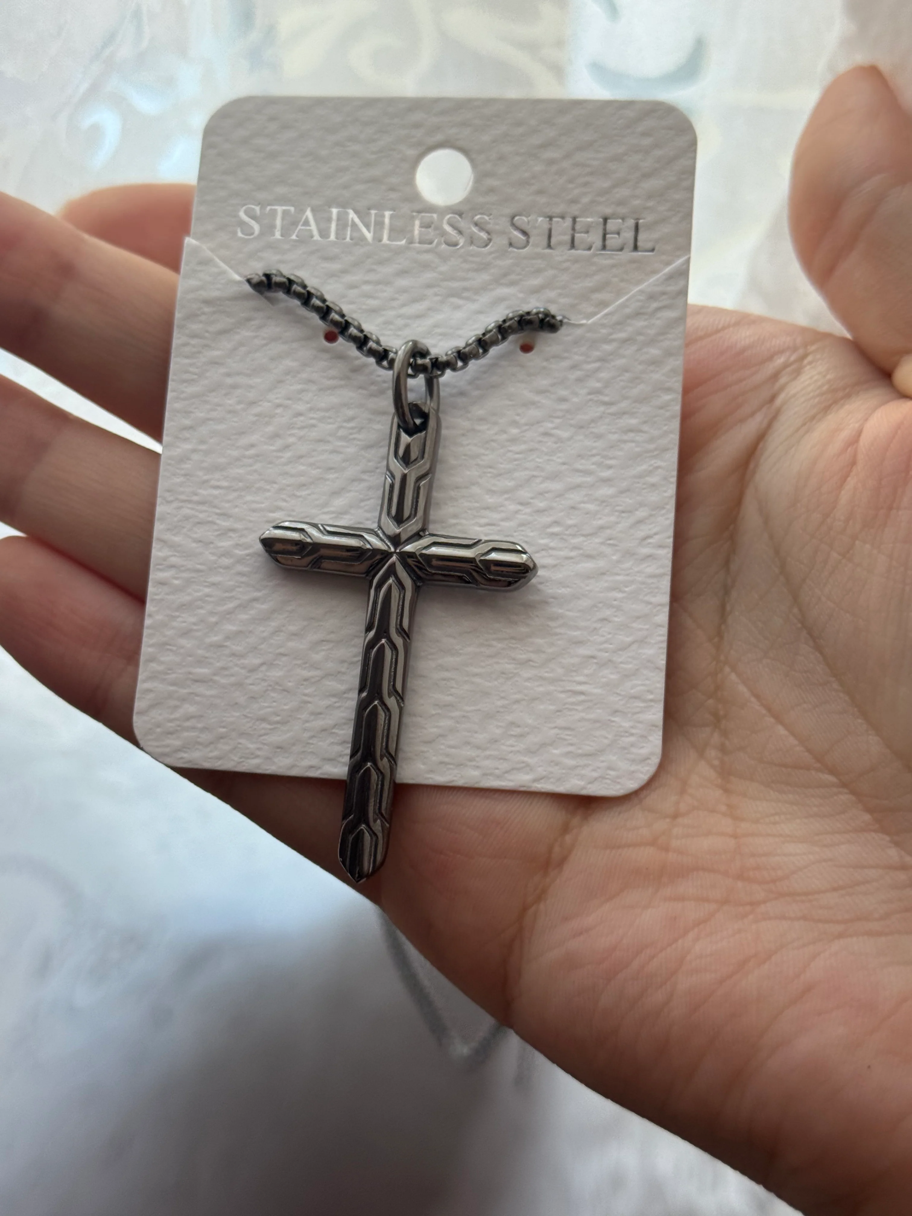 Cross Necklace Gunmetal Black Stainless Steel - Image 5