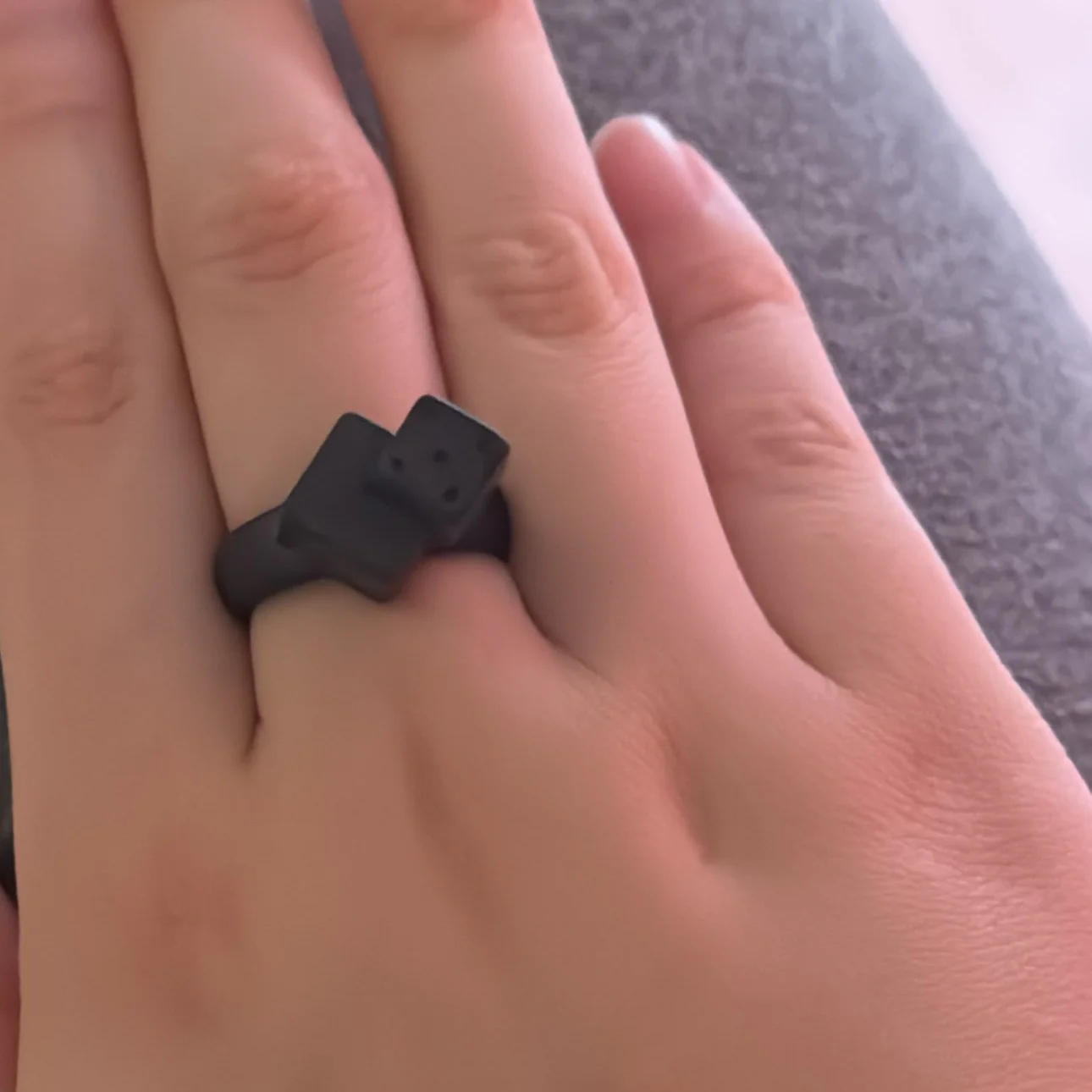 Dice Matte Black [ One dice on top of other ] OPEN RING - Image 3
