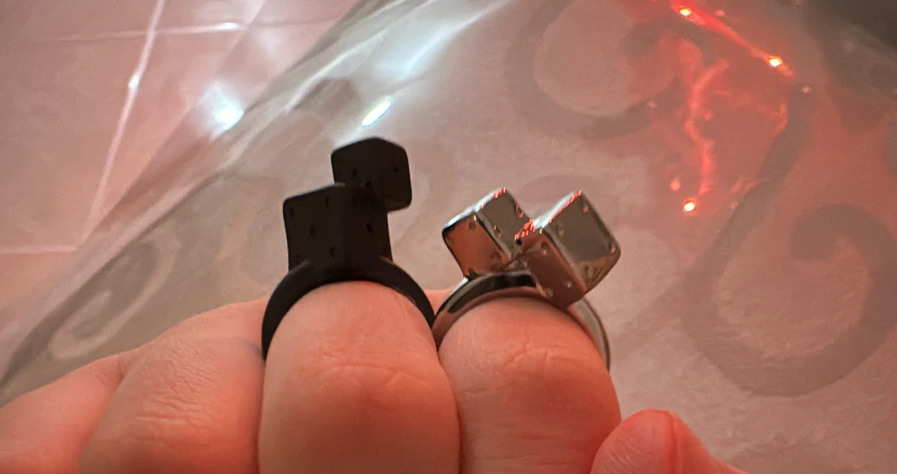 Dice Matte Black [ One dice on top of other ] OPEN RING - Image 4