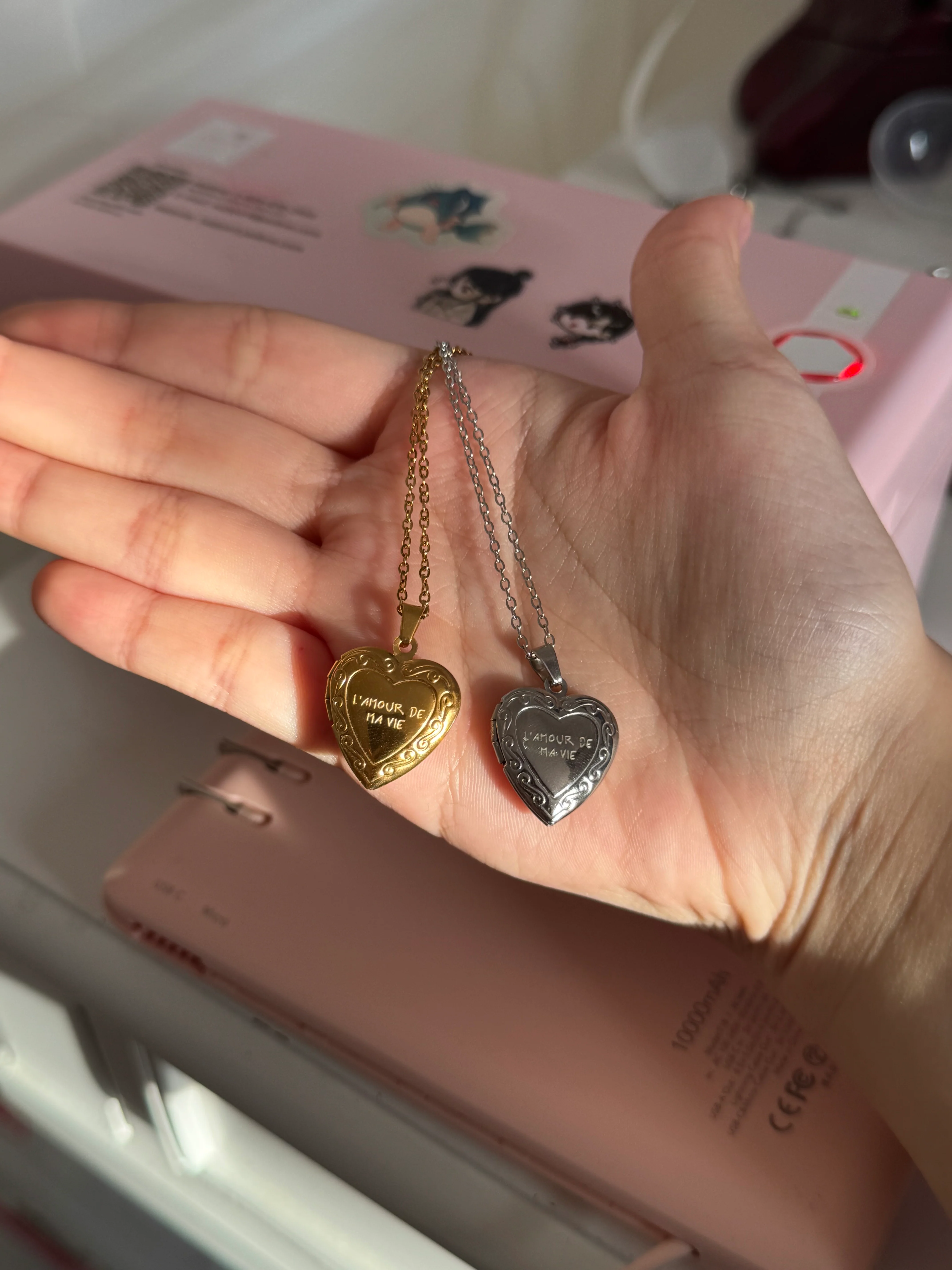 L’amour silver + gold heart locket stainless steel COMES WITH PHOTO SHOWN IN LISTING - Image 5