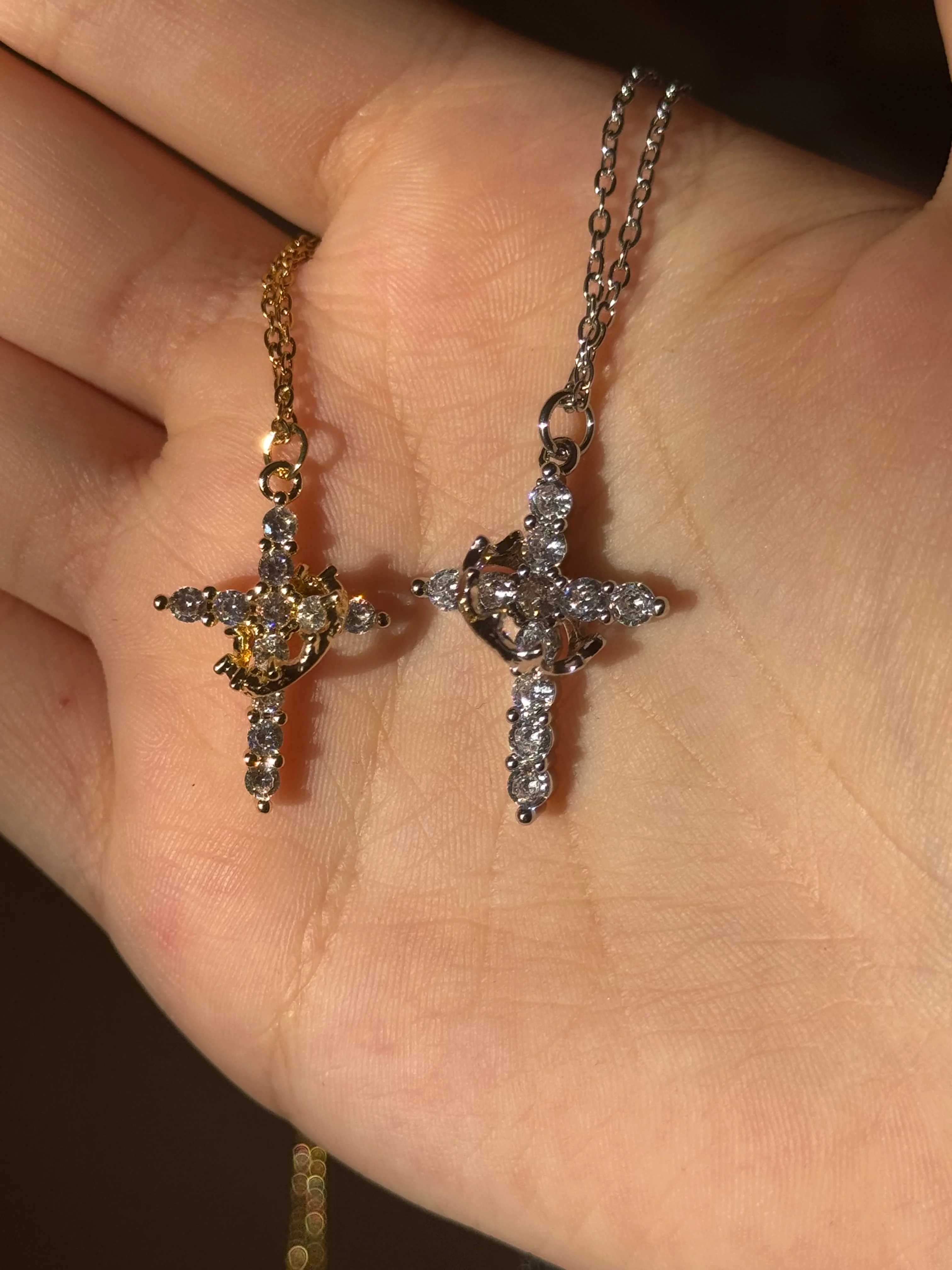 Non Tarnish Cross Necklaces Gold + Silver Stainless Steel - Image 4