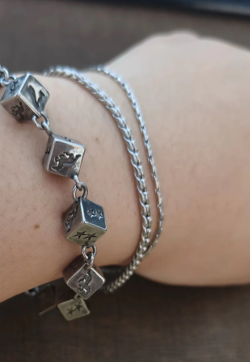 Non Tarnish Silver Chain Bracelet Two Layers - Image 3