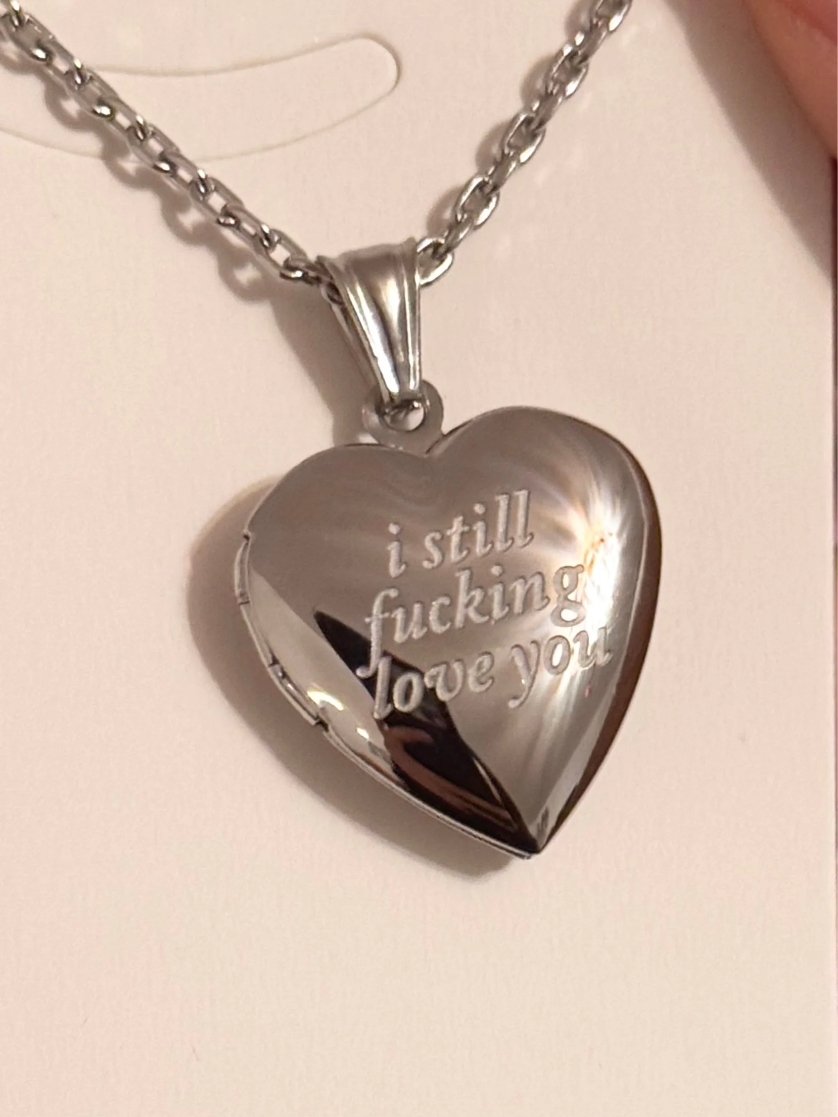 Olivia “I still fucking love you” Stainless Steel Heart Locket - Image 3