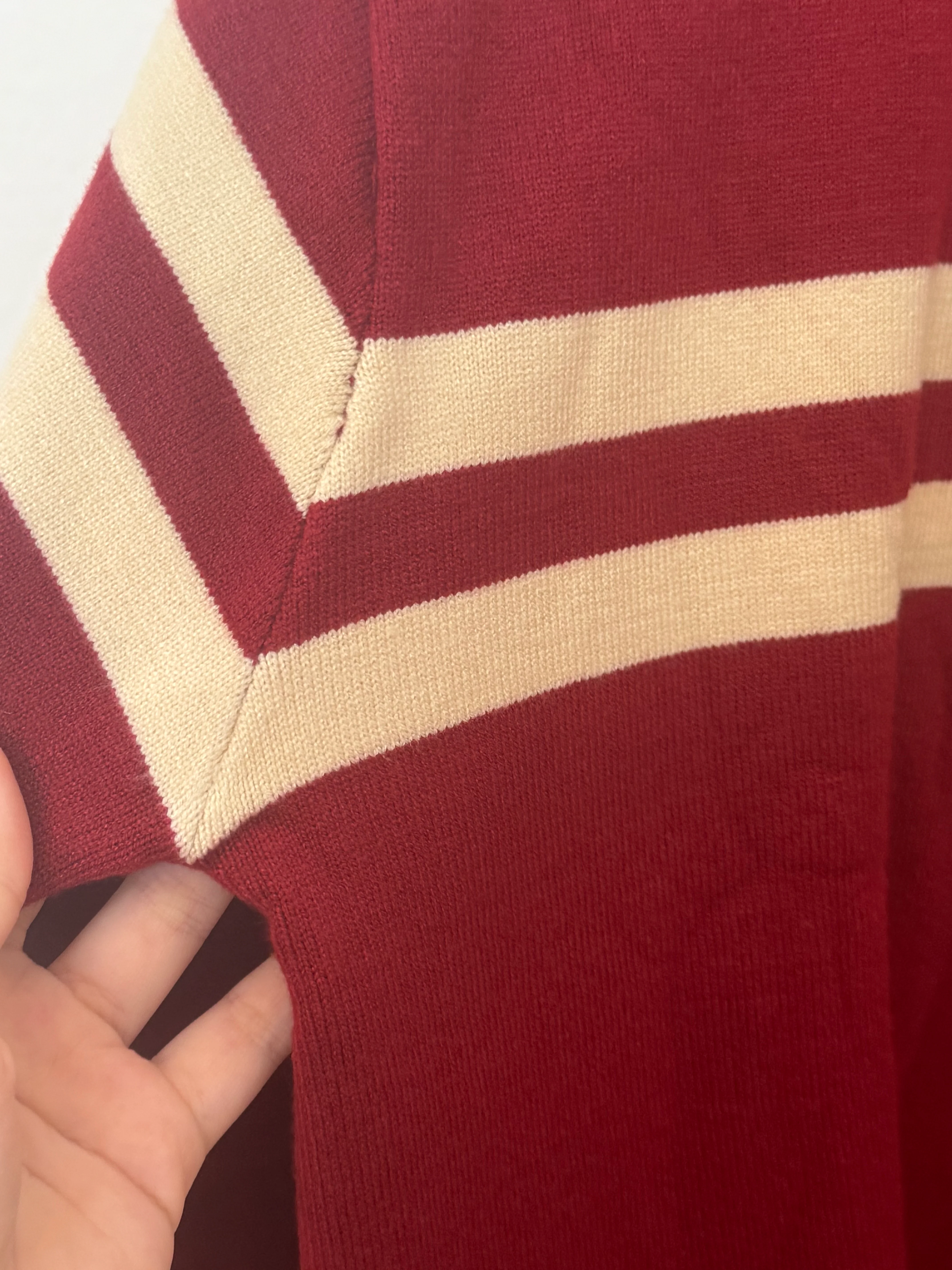 Red Cream White Striped Sweater Chihiro MV Inspired - Image 5