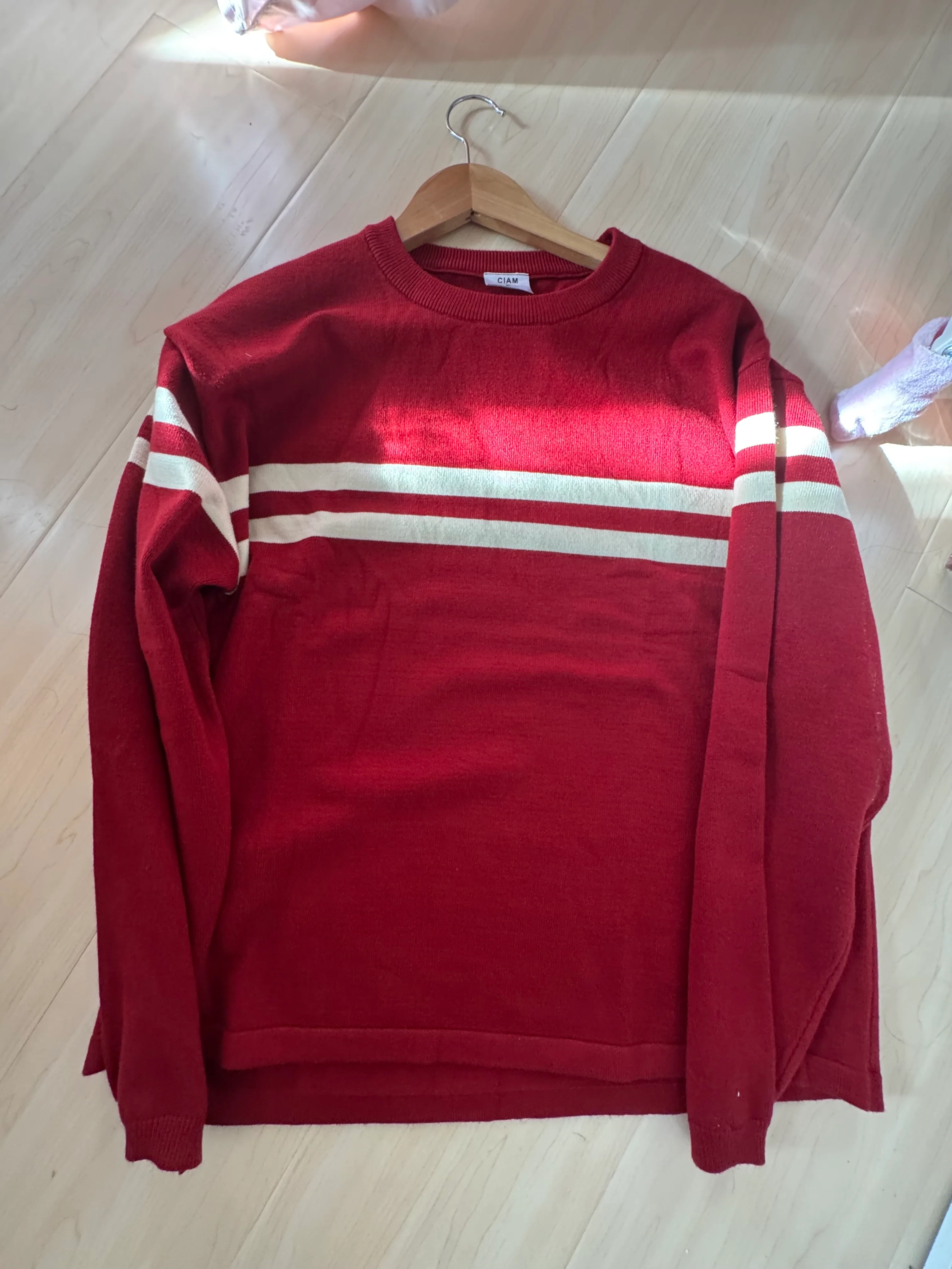 Red Cream White Striped Sweater Chihiro MV Inspired - Image 6