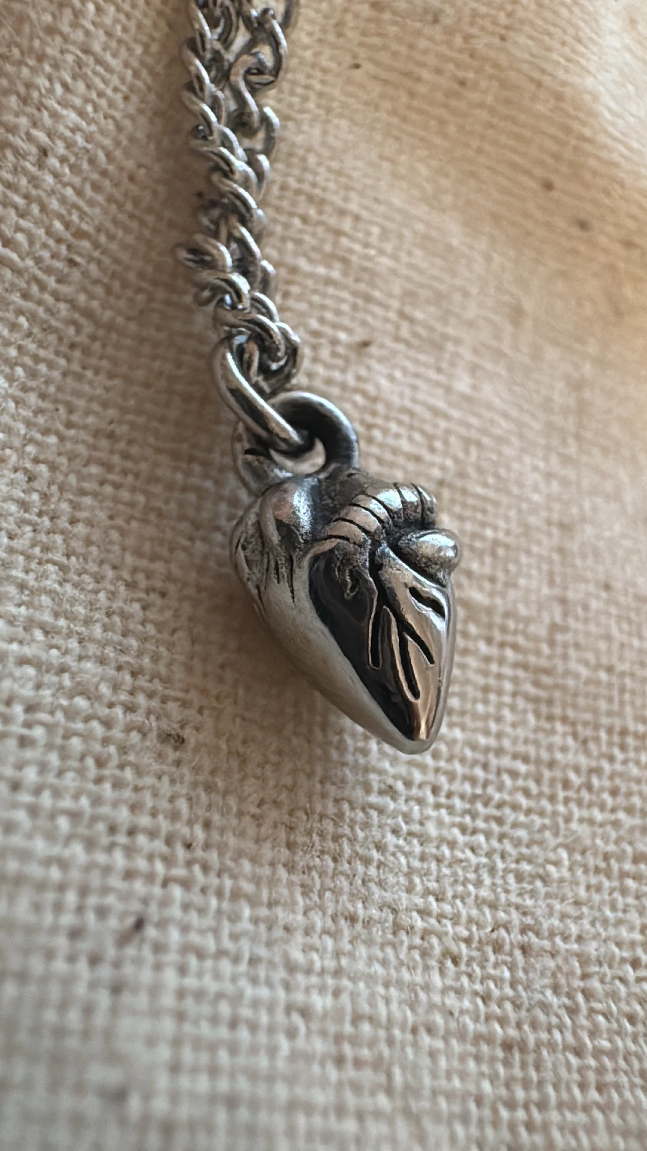 Stainless Steel Realistic Heart Necklace detailed + dainty - Image 2
