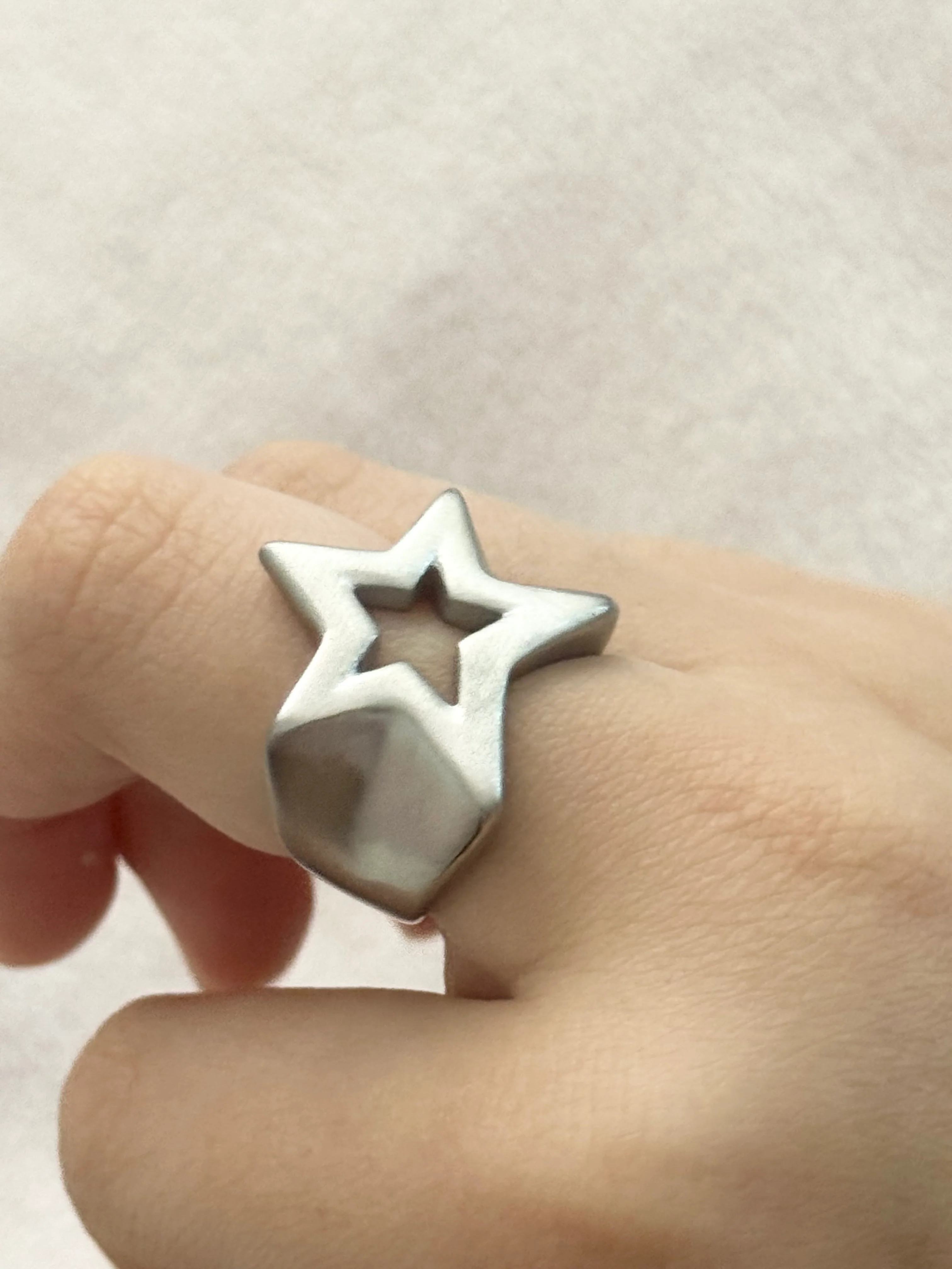 Star shaped open ring (second one that is BE worn) Stainless Steel - Image 3