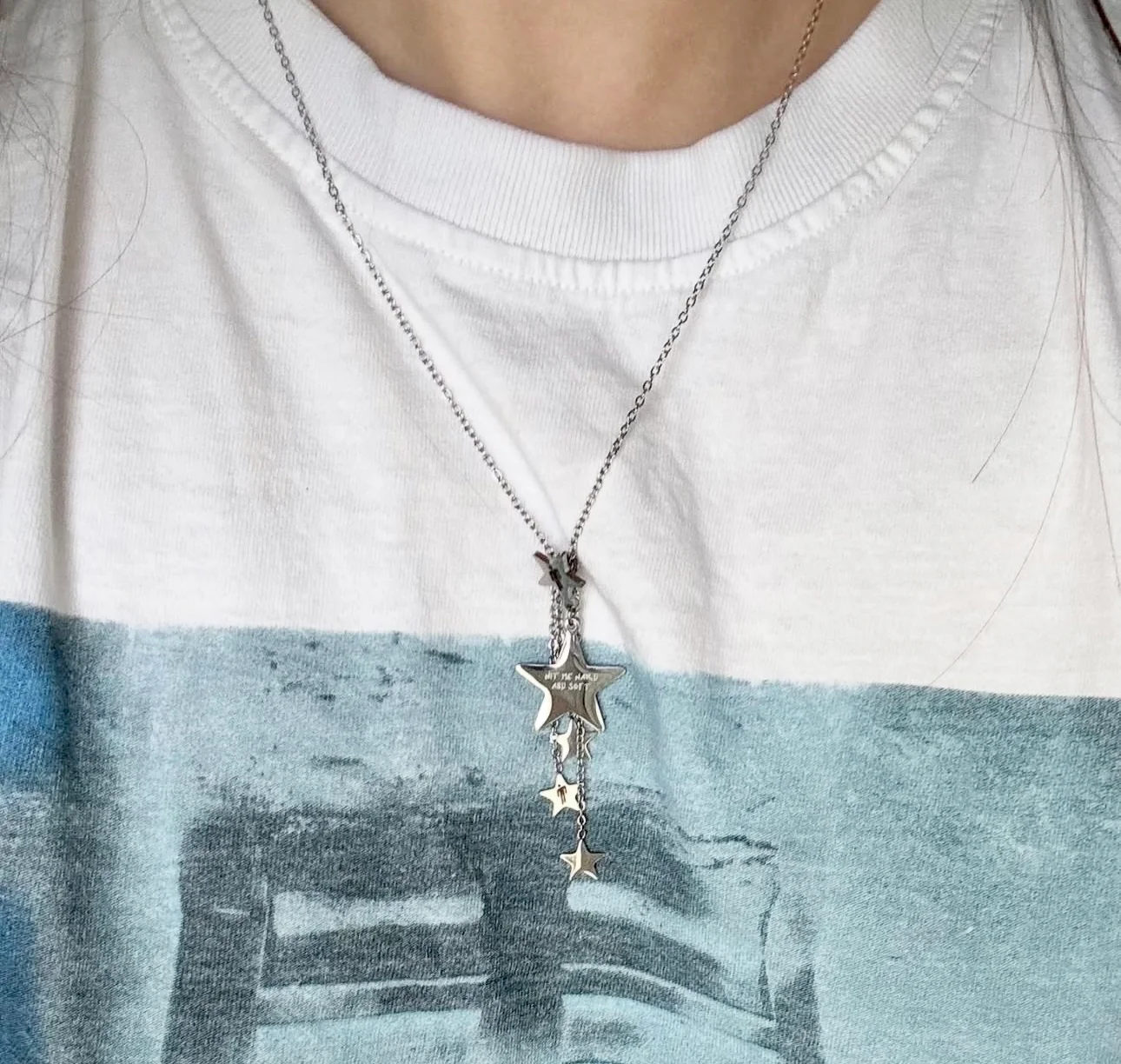 Star themed engraved layered necklace Stainless Steel Waterproof - Image 3